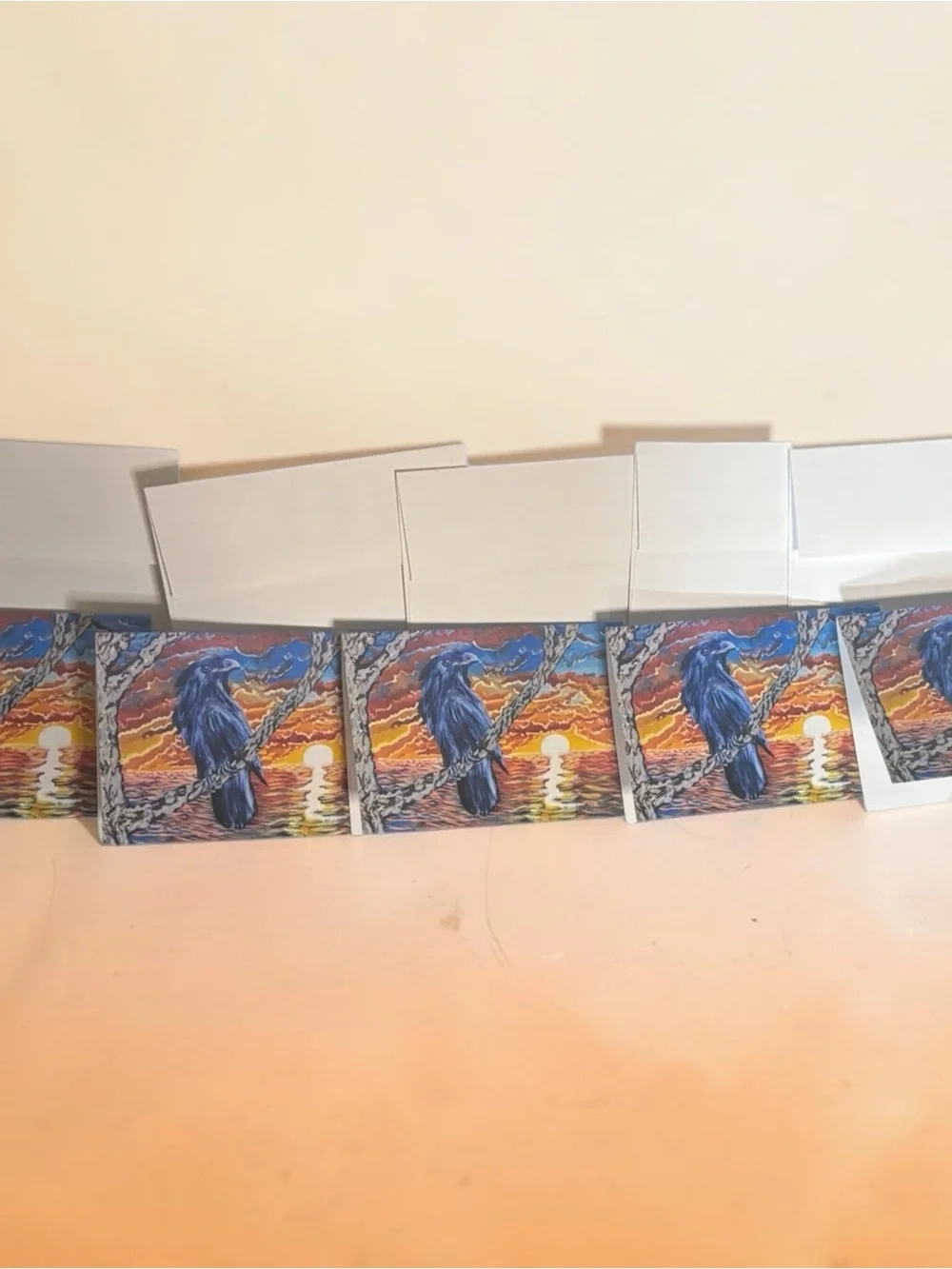 Mystic Raven Sunset Greeting Cards Set of 5 by Briefcase Artist